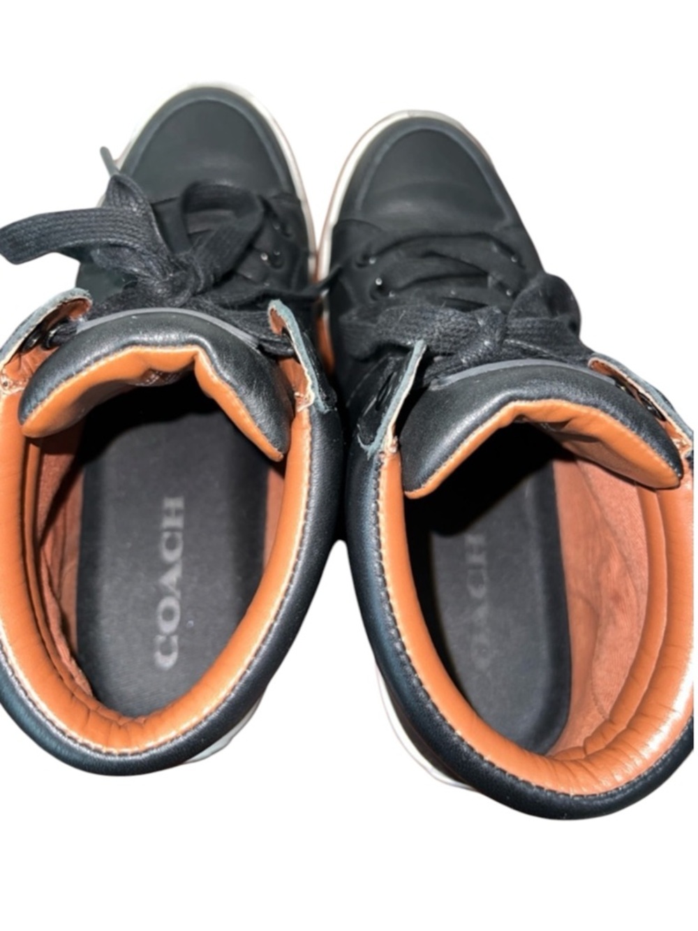 Coach Pembroke Black High Top Leather Sneaker With Buckle Detail Size 5 - Picture 6 of 11
